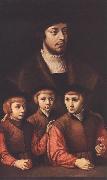 BRUYN, Barthel Portrait of a Man with Three Sons painting